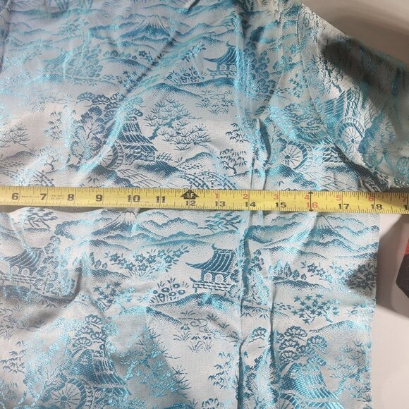 Vtg Fuji Japan Embroidered Kimono Jacket Robe Blue & Black floral cuff collar - Picture 8 of 9